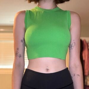 Zara Green Tank Top Classic Knit Sleeveless size small